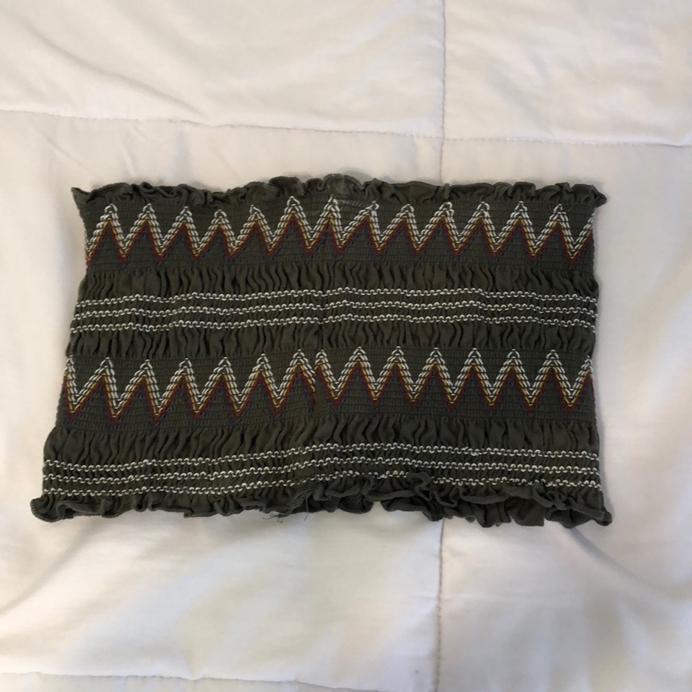Green Patterned Tube Top